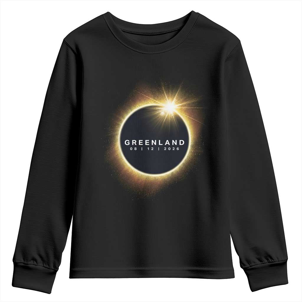 Greenland Total Solar Eclipse 2026 Youth Sweatshirt Path of Totality Astronomy Gift TS02 Black Print Your Wear