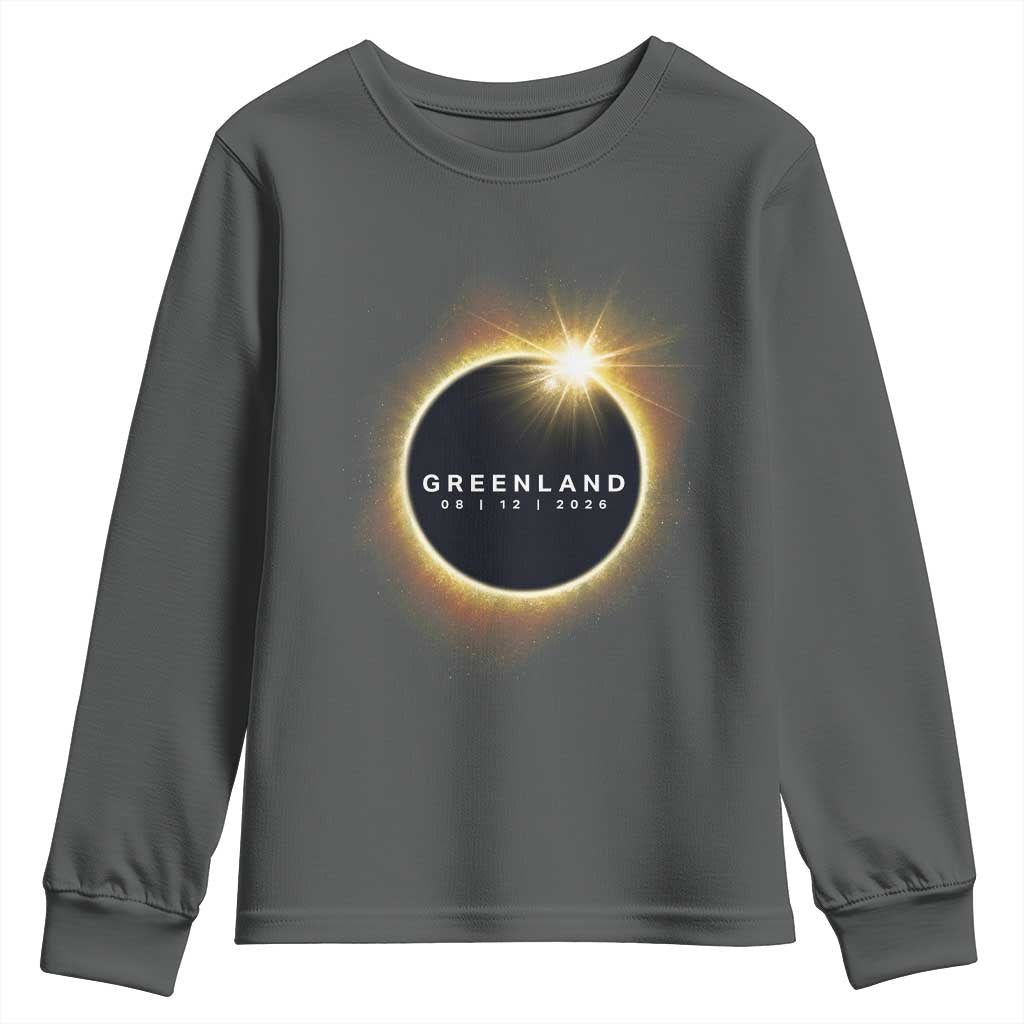 Greenland Total Solar Eclipse 2026 Youth Sweatshirt Path of Totality Astronomy Gift TS02 Dark Heather Print Your Wear