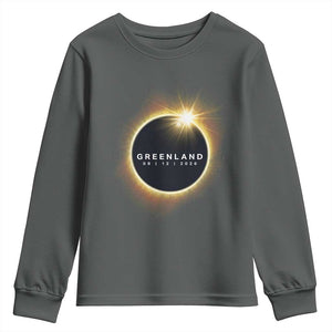 Greenland Total Solar Eclipse 2026 Youth Sweatshirt Path of Totality Astronomy Gift TS02 Dark Heather Print Your Wear