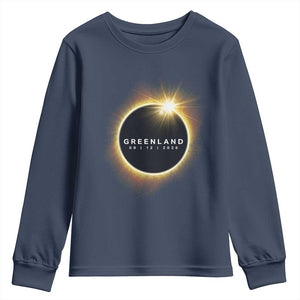 Greenland Total Solar Eclipse 2026 Youth Sweatshirt Path of Totality Astronomy Gift TS02 Navy Print Your Wear