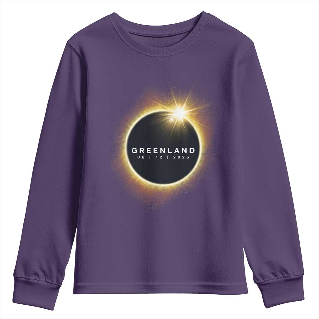 Greenland Total Solar Eclipse 2026 Youth Sweatshirt Path of Totality Astronomy Gift TS02 Purple Print Your Wear