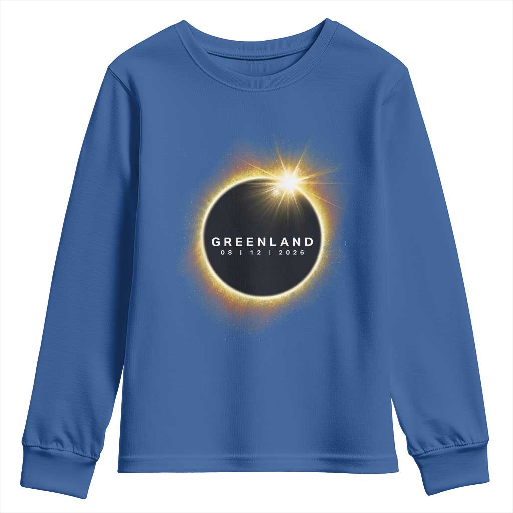 Greenland Total Solar Eclipse 2026 Youth Sweatshirt Path of Totality Astronomy Gift TS02 Royal Blue Print Your Wear