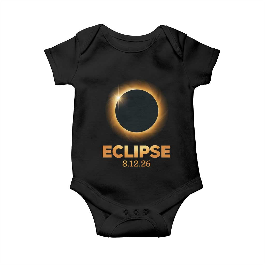 2026 Total Solar Eclipse Baby Onesie August 12 Totality Astronomy Souvenir TS02 Black Print Your Wear