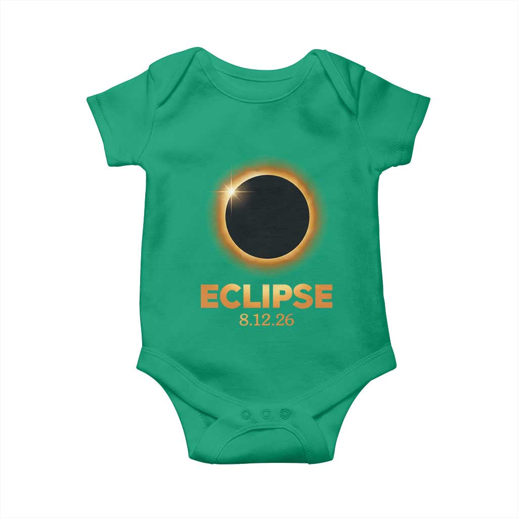 2026 Total Solar Eclipse Baby Onesie August 12 Totality Astronomy Souvenir TS02 Irish Green Print Your Wear