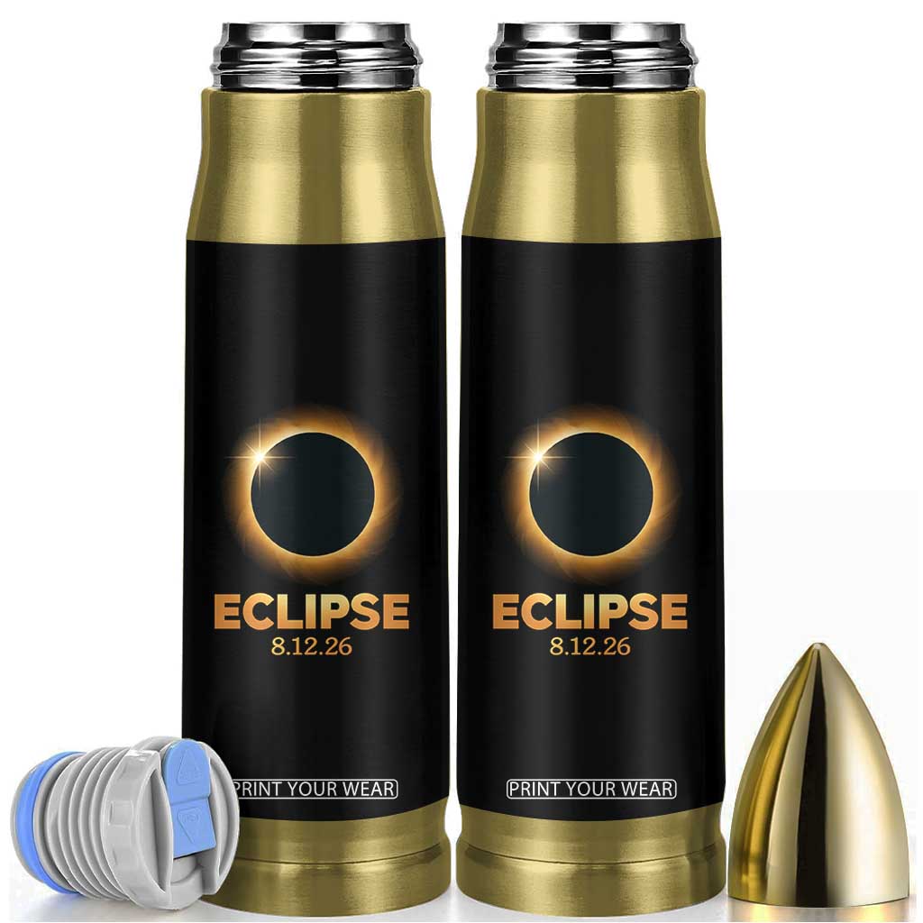 2026 Total Solar Eclipse Bullet Tumbler August 12 Totality Astronomy Souvenir TS02 Black Print Your Wear