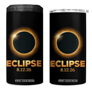 2026 Total Solar Eclipse 4 in 1 Can Cooler Tumbler August 12 Totality Astronomy Souvenir TS02 One Size: 16 oz Black Print Your Wear