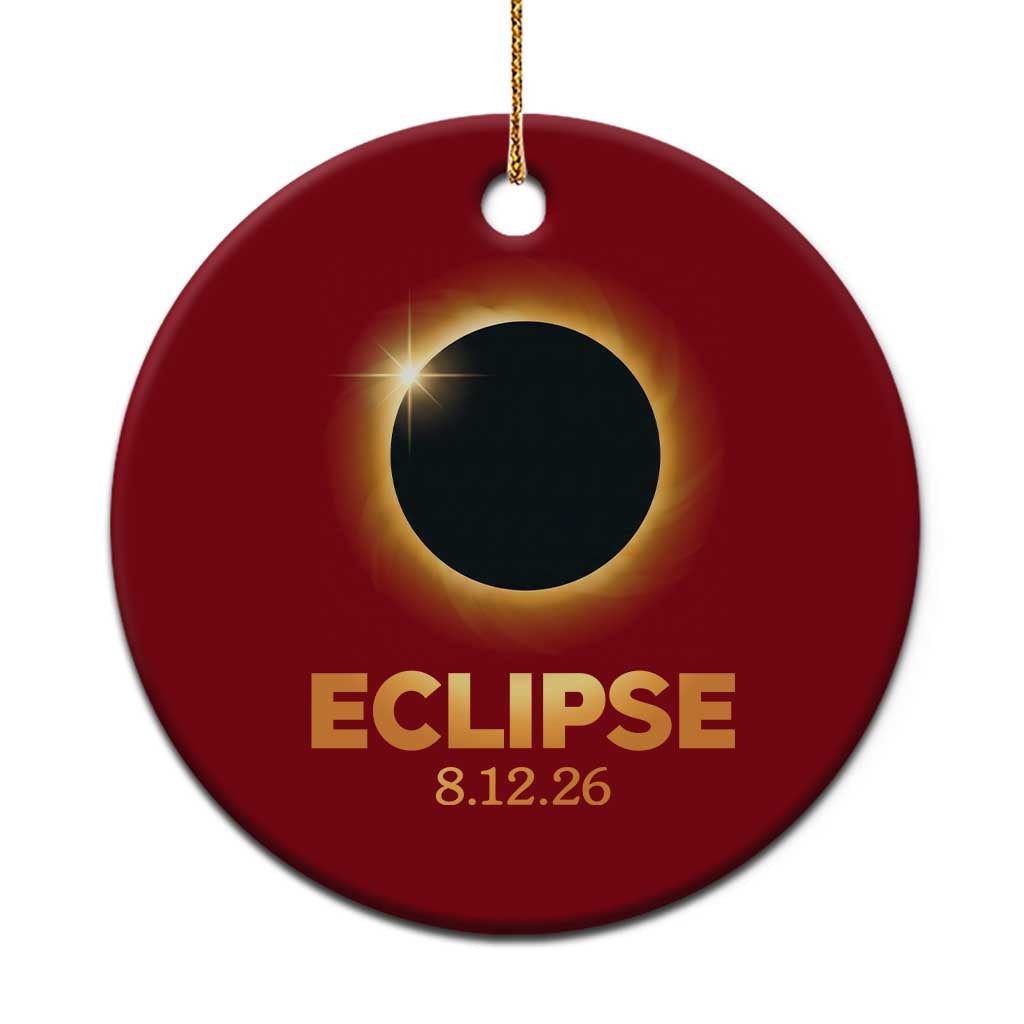 2026 Total Solar Eclipse Ceramic Ornament August 12 Totality Astronomy Souvenir TS02 1pc Red Print Your Wear