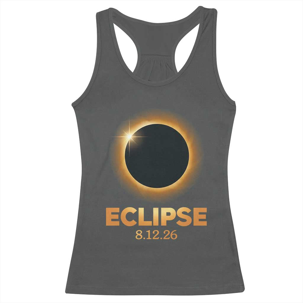 2026 Total Solar Eclipse Racerback Tank Top August 12 Totality Astronomy Souvenir TS02 Dark Heather Print Your Wear