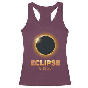 2026 Total Solar Eclipse Racerback Tank Top August 12 Totality Astronomy Souvenir TS02 Maroon Print Your Wear