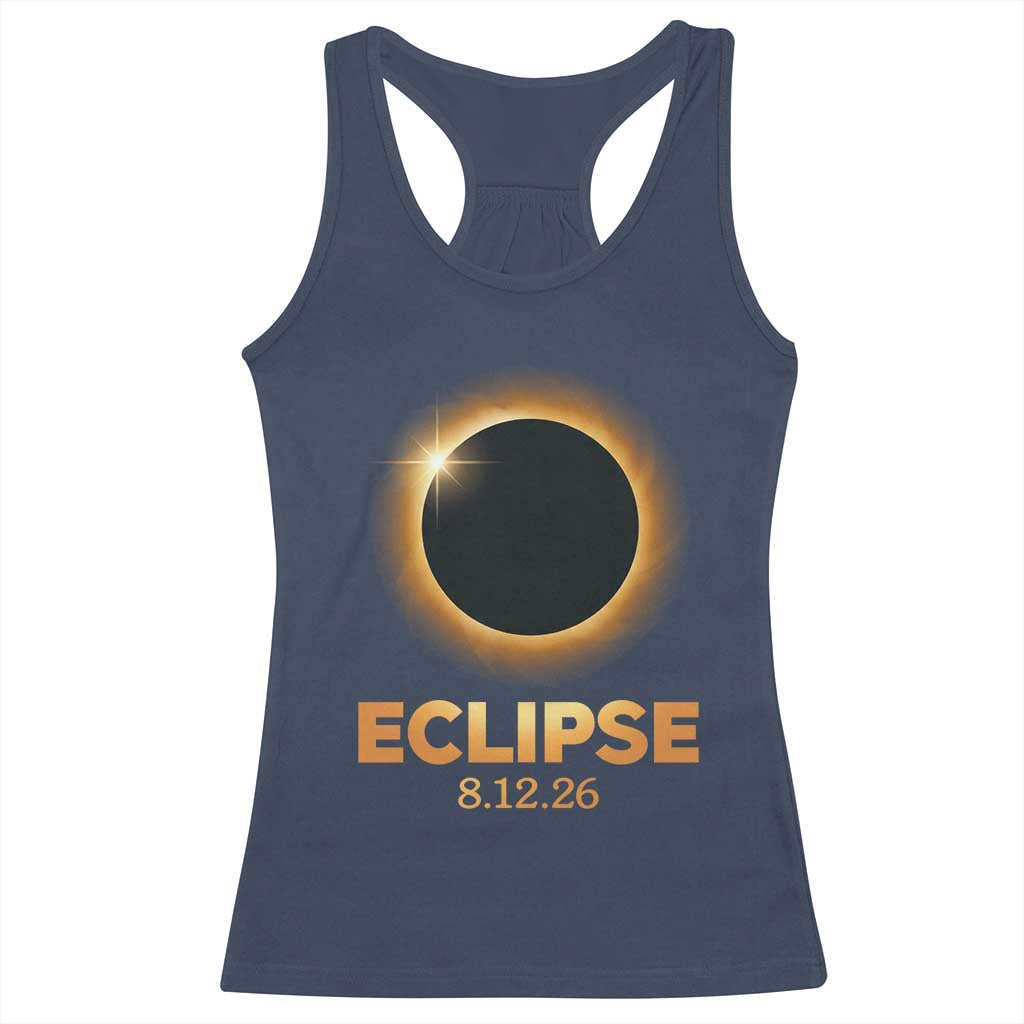 2026 Total Solar Eclipse Racerback Tank Top August 12 Totality Astronomy Souvenir TS02 Navy Print Your Wear
