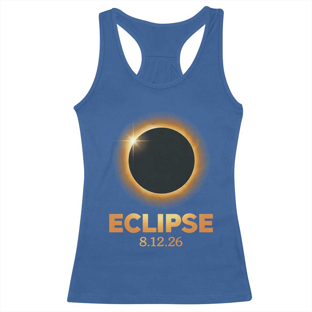 2026 Total Solar Eclipse Racerback Tank Top August 12 Totality Astronomy Souvenir TS02 Royal Blue Print Your Wear