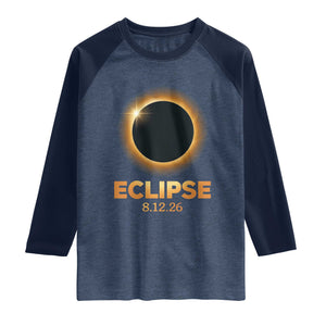 2026 Total Solar Eclipse Raglan Shirt August 12 Totality Astronomy Souvenir TS02 Heather Denim Navy Print Your Wear