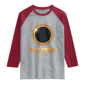 2026 Total Solar Eclipse Raglan Shirt August 12 Totality Astronomy Souvenir TS02 Heather Gray Heather Red Print Your Wear