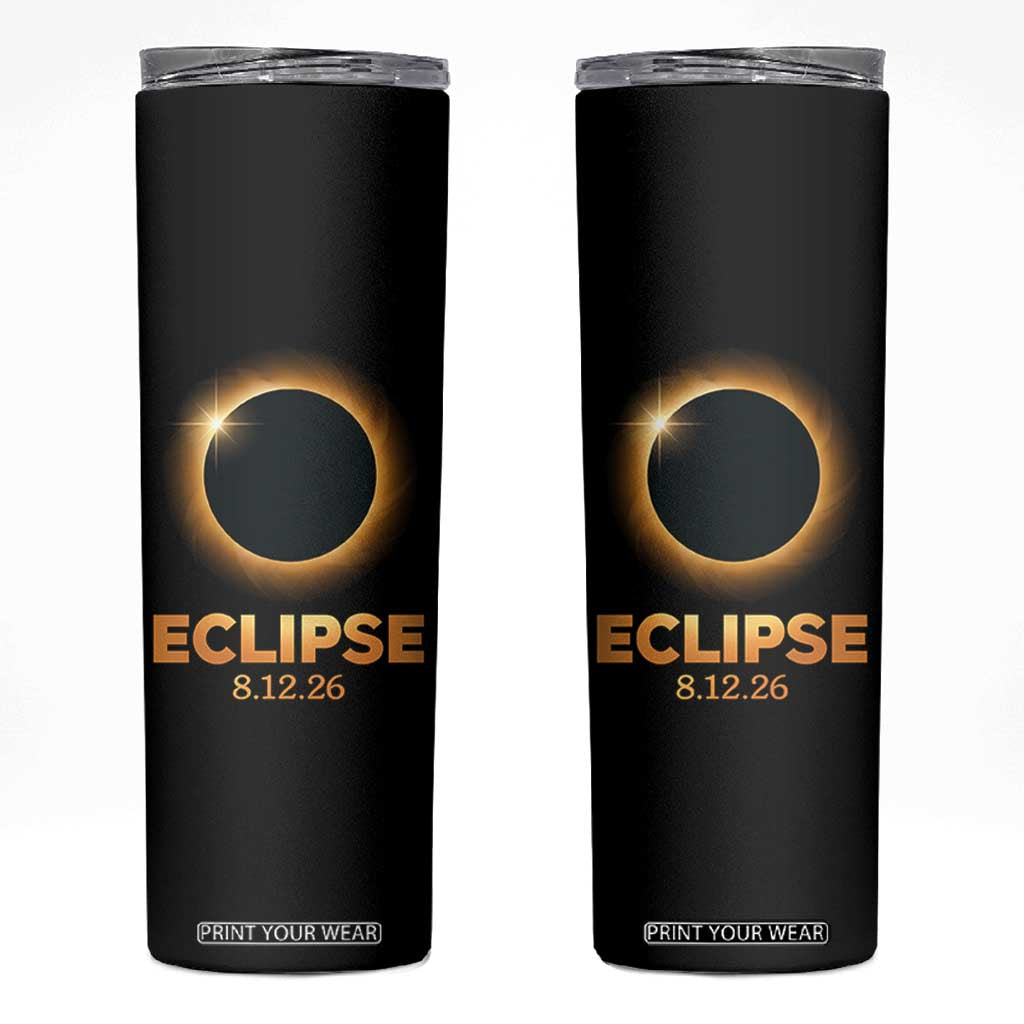 2026 Total Solar Eclipse Skinny Tumbler August 12 Totality Astronomy Souvenir TS02 Black Print Your Wear