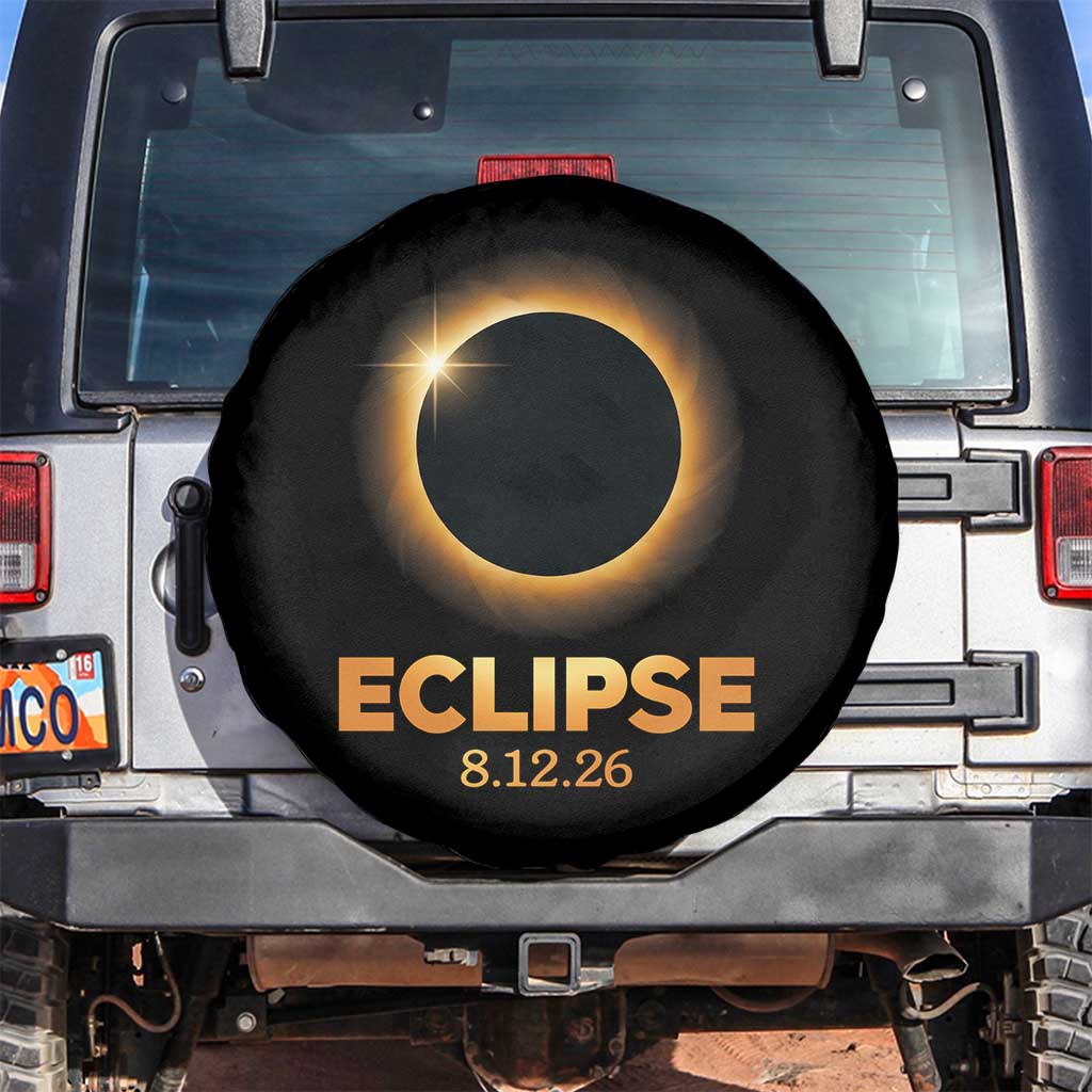 2026 Total Solar Eclipse Spare Tire Cover August 12 Totality Astronomy Souvenir TS02 No hole Black Print Your Wear