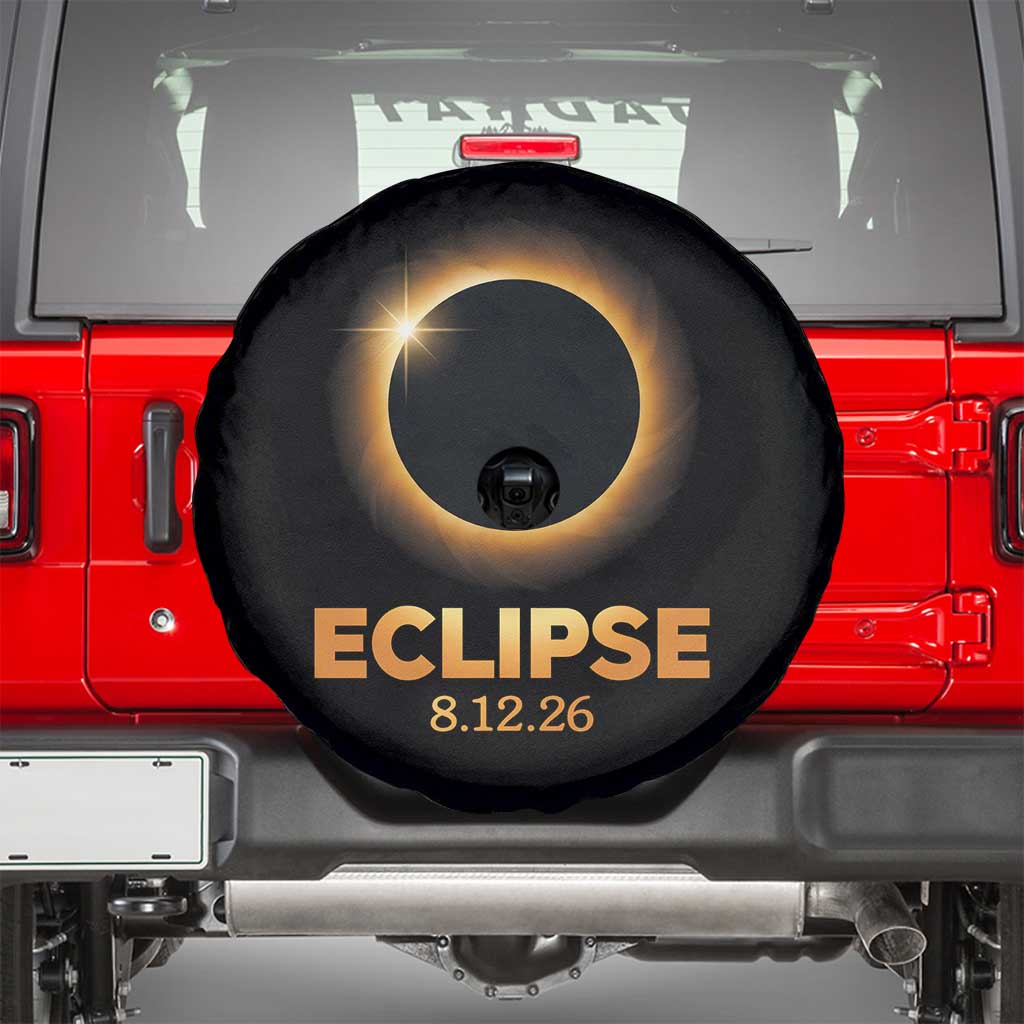 2026 Total Solar Eclipse Spare Tire Cover August 12 Totality Astronomy Souvenir TS02 Black Print Your Wear