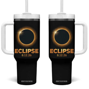 2026 Total Solar Eclipse Tumbler With Handle August 12 Totality Astronomy Souvenir TS02 One Size: 40 oz Black Print Your Wear