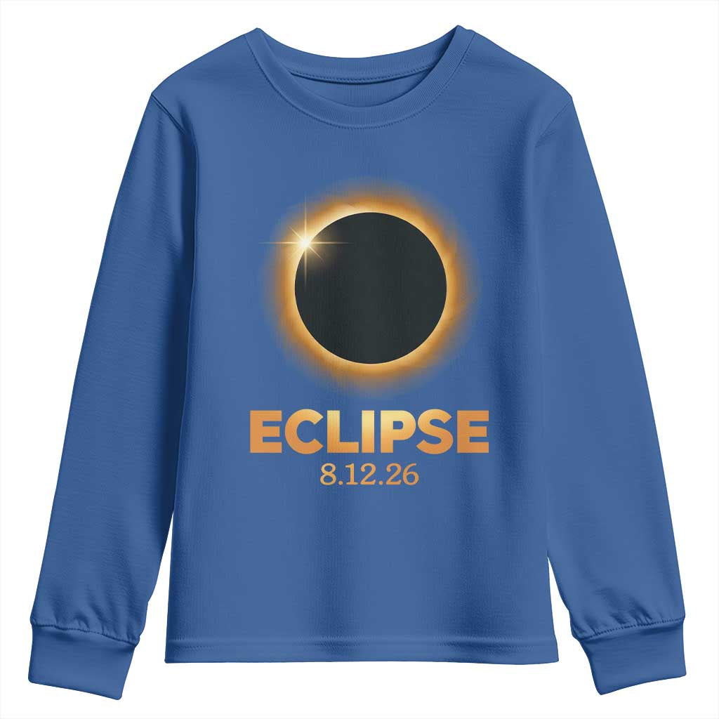2026 Total Solar Eclipse Youth Sweatshirt August 12 Totality Astronomy Souvenir TS02 Royal Blue Print Your Wear