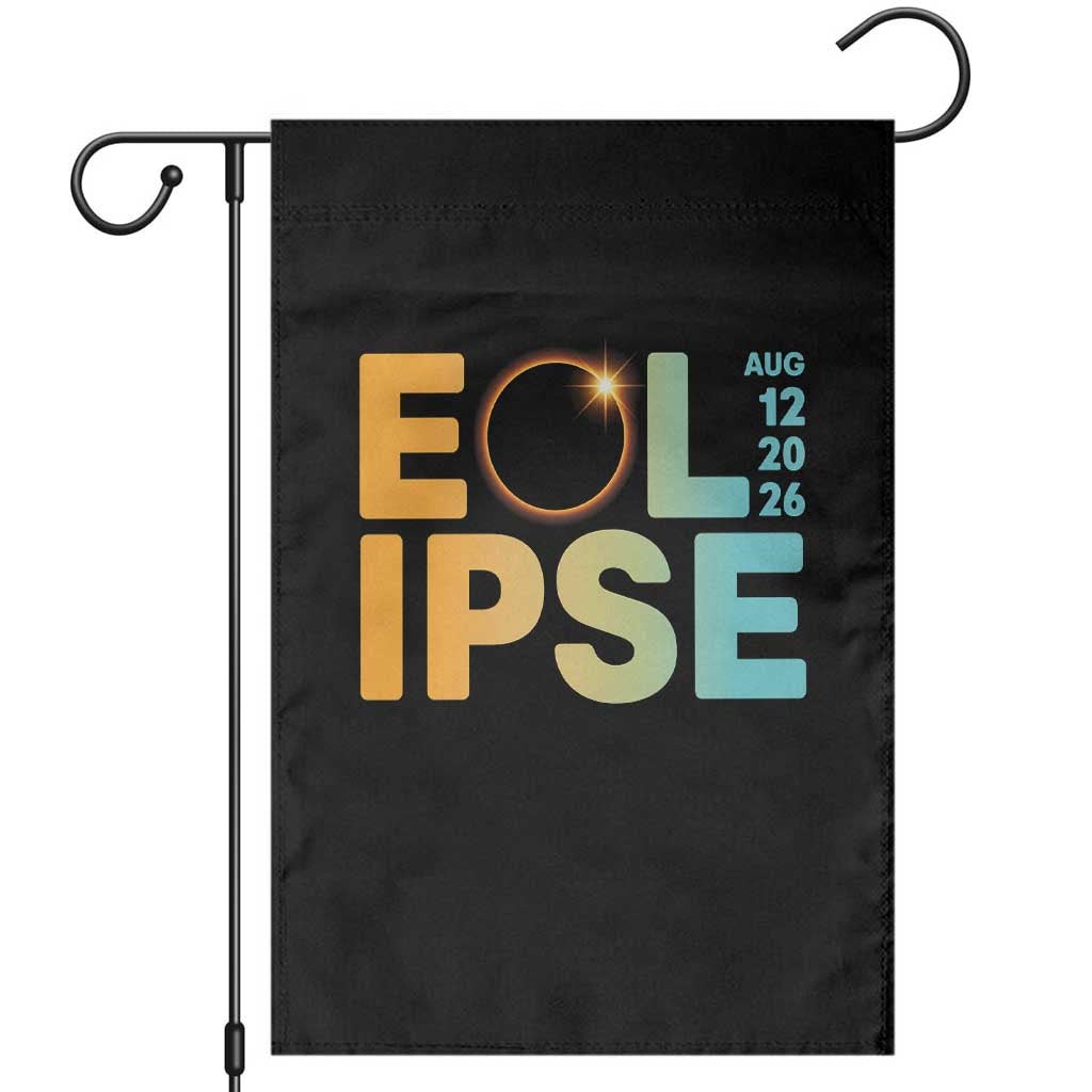 2026 Total Solar Eclipse Retro Typography Garden Flag August 12 Totality Astronomy Gift