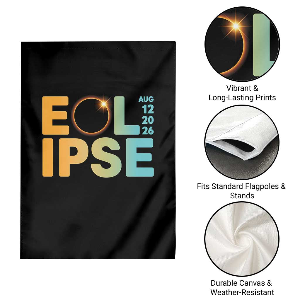 2026 Total Solar Eclipse Retro Typography Garden Flag August 12 Totality Astronomy Gift