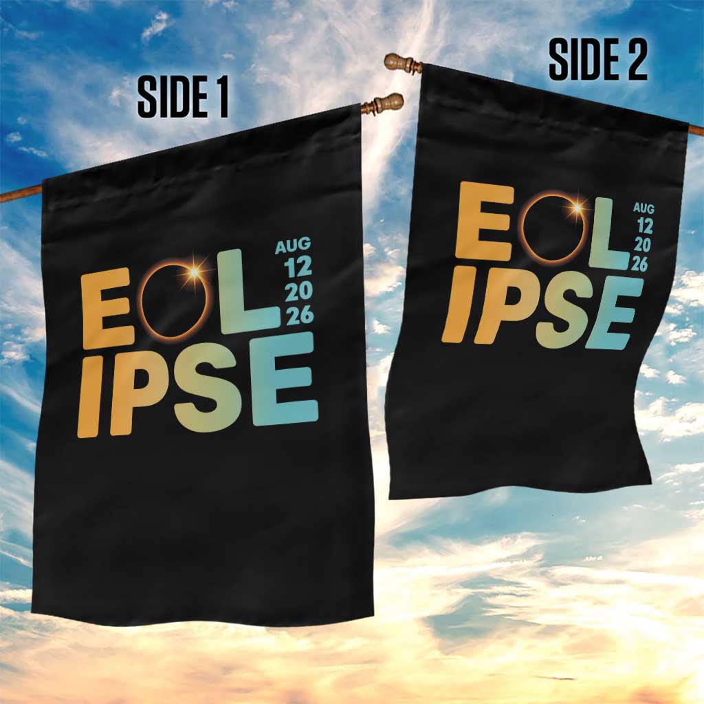 2026 Total Solar Eclipse Retro Typography Garden Flag August 12 Totality Astronomy Gift