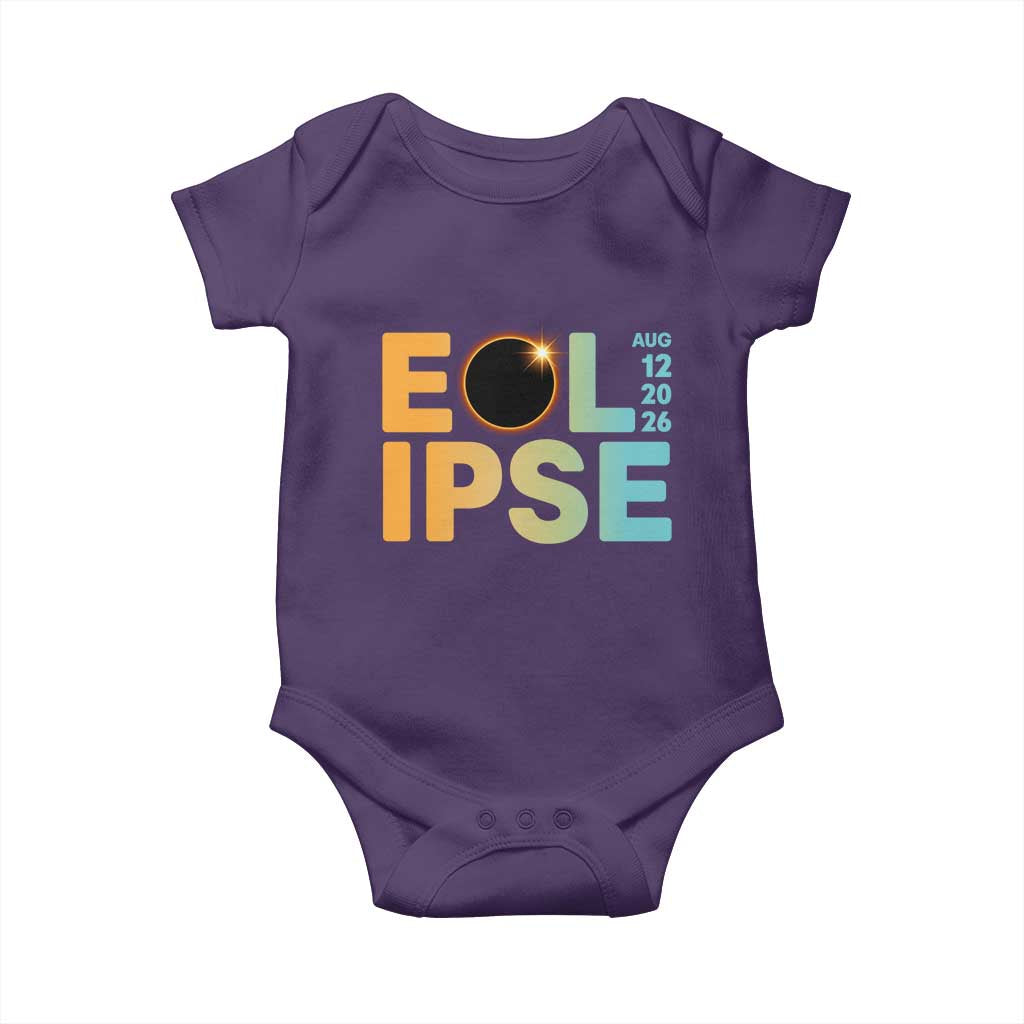 2026 Total Solar Eclipse Retro Typography Baby Onesie August 12 Totality Astronomy Gift