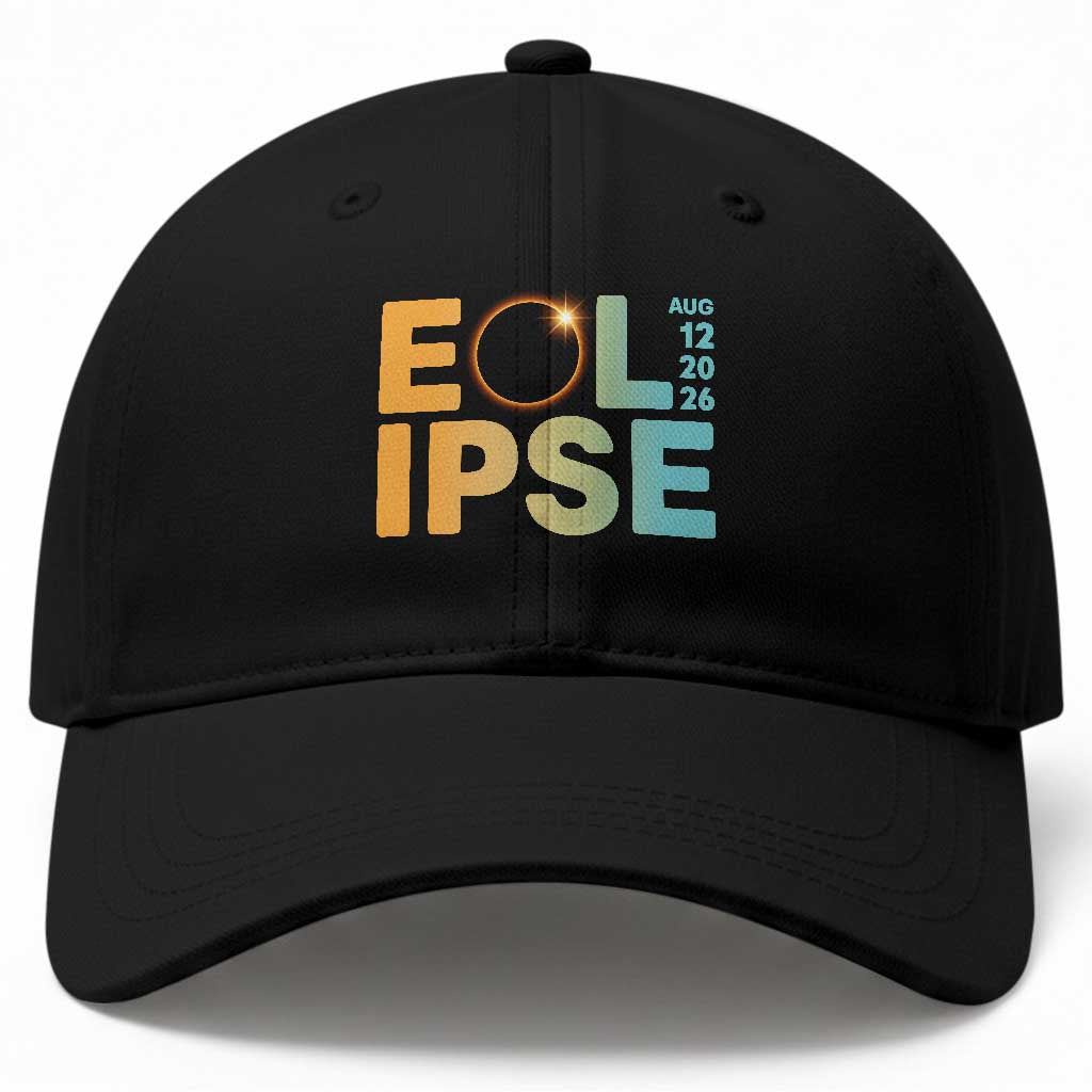 2026 Total Solar Eclipse Retro Typography Baseball Cap August 12 Totality Astronomy Gift