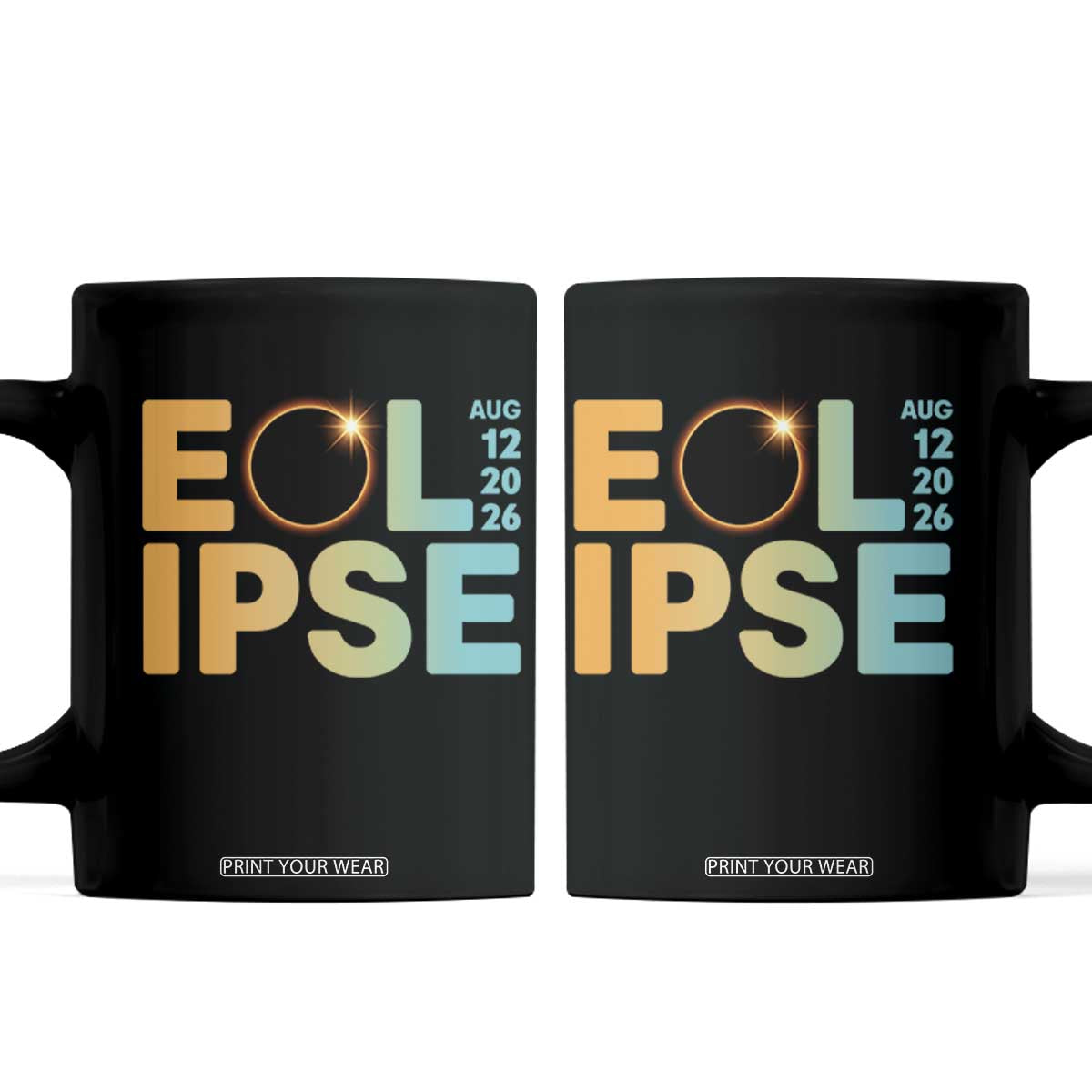 2026 Total Solar Eclipse Retro Typography Coffee Mug August 12 Totality Astronomy Gift