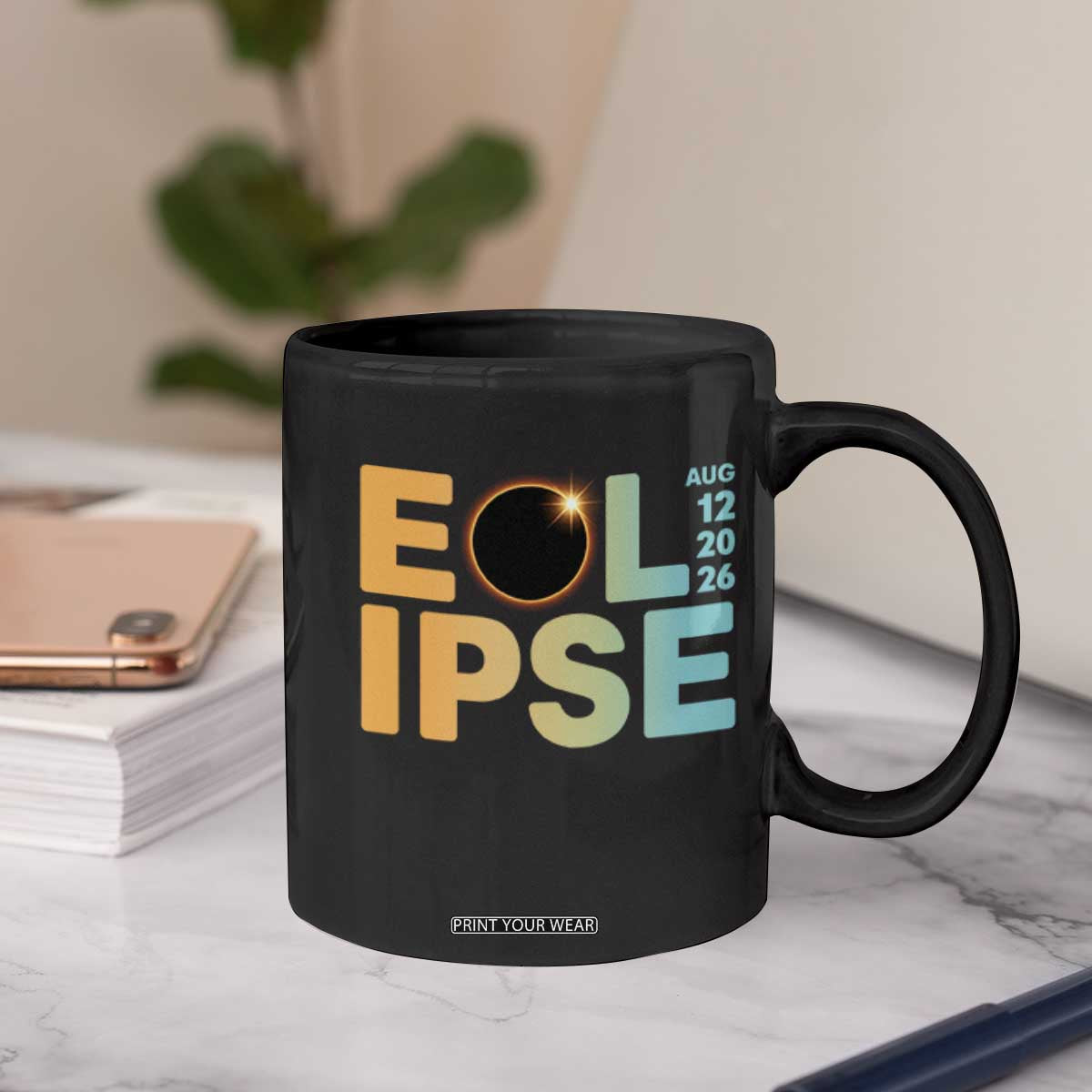 2026 Total Solar Eclipse Retro Typography Coffee Mug August 12 Totality Astronomy Gift