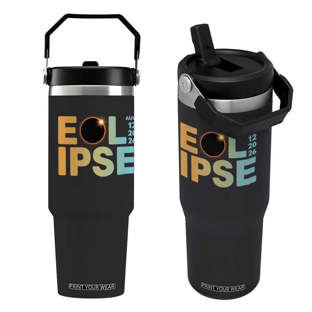 2026 Total Solar Eclipse Retro Typography Flip Straw Tumbler August 12 Totality Astronomy Gift
