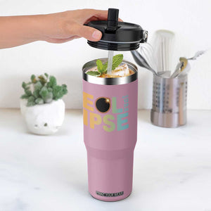 2026 Total Solar Eclipse Retro Typography Flip Straw Tumbler August 12 Totality Astronomy Gift