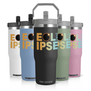 2026 Total Solar Eclipse Retro Typography Flip Straw Tumbler August 12 Totality Astronomy Gift