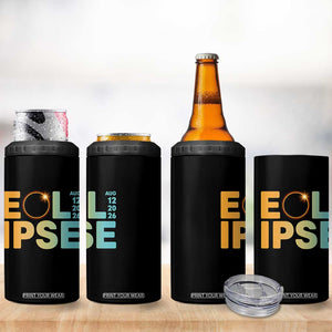 2026 Total Solar Eclipse Retro Typography 4 in 1 Can Cooler Tumbler August 12 Totality Astronomy Gift