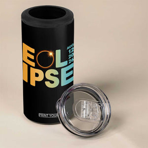 2026 Total Solar Eclipse Retro Typography 4 in 1 Can Cooler Tumbler August 12 Totality Astronomy Gift
