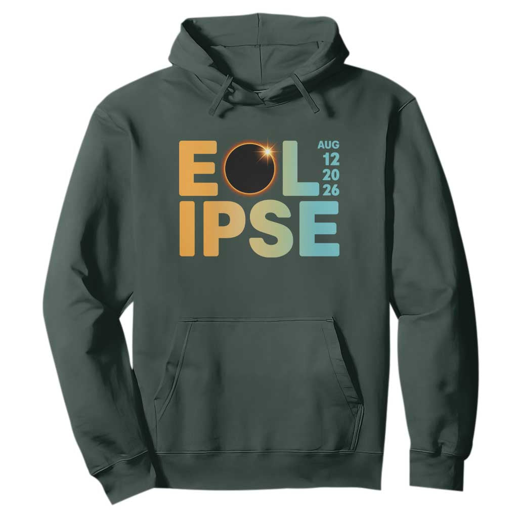 2026 Total Solar Eclipse Retro Typography Hoodie August 12 Totality Astronomy Gift