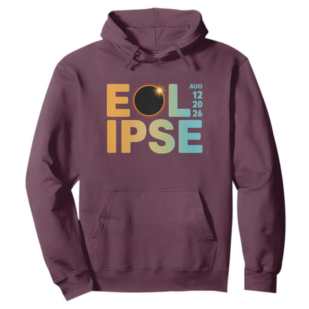2026 Total Solar Eclipse Retro Typography Hoodie August 12 Totality Astronomy Gift
