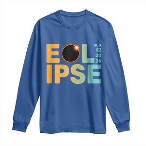 2026 Total Solar Eclipse Retro Typography Long Sleeve Shirt August 12 Totality Astronomy Gift