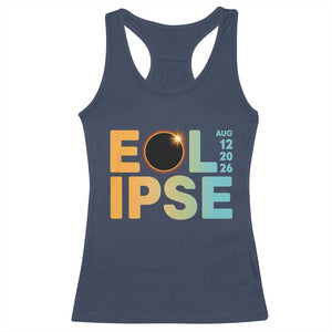 2026 Total Solar Eclipse Retro Typography Racerback Tank Top August 12 Totality Astronomy Gift