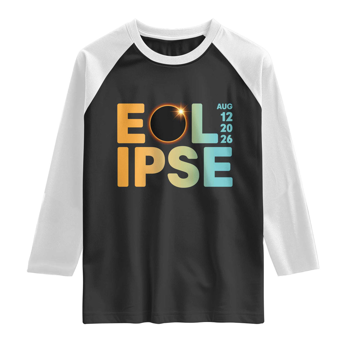 2026 Total Solar Eclipse Retro Typography Raglan Shirt August 12 Totality Astronomy Gift