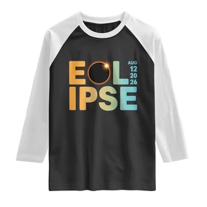 2026 Total Solar Eclipse Retro Typography Raglan Shirt August 12 Totality Astronomy Gift