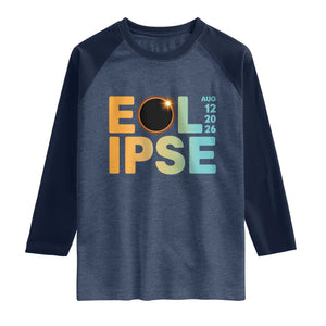 2026 Total Solar Eclipse Retro Typography Raglan Shirt August 12 Totality Astronomy Gift