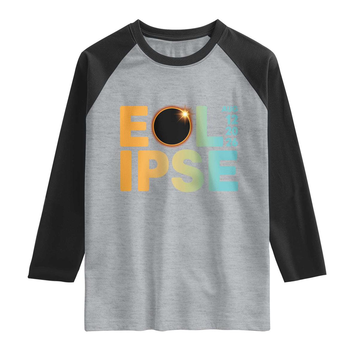 2026 Total Solar Eclipse Retro Typography Raglan Shirt August 12 Totality Astronomy Gift