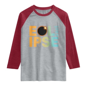 2026 Total Solar Eclipse Retro Typography Raglan Shirt August 12 Totality Astronomy Gift