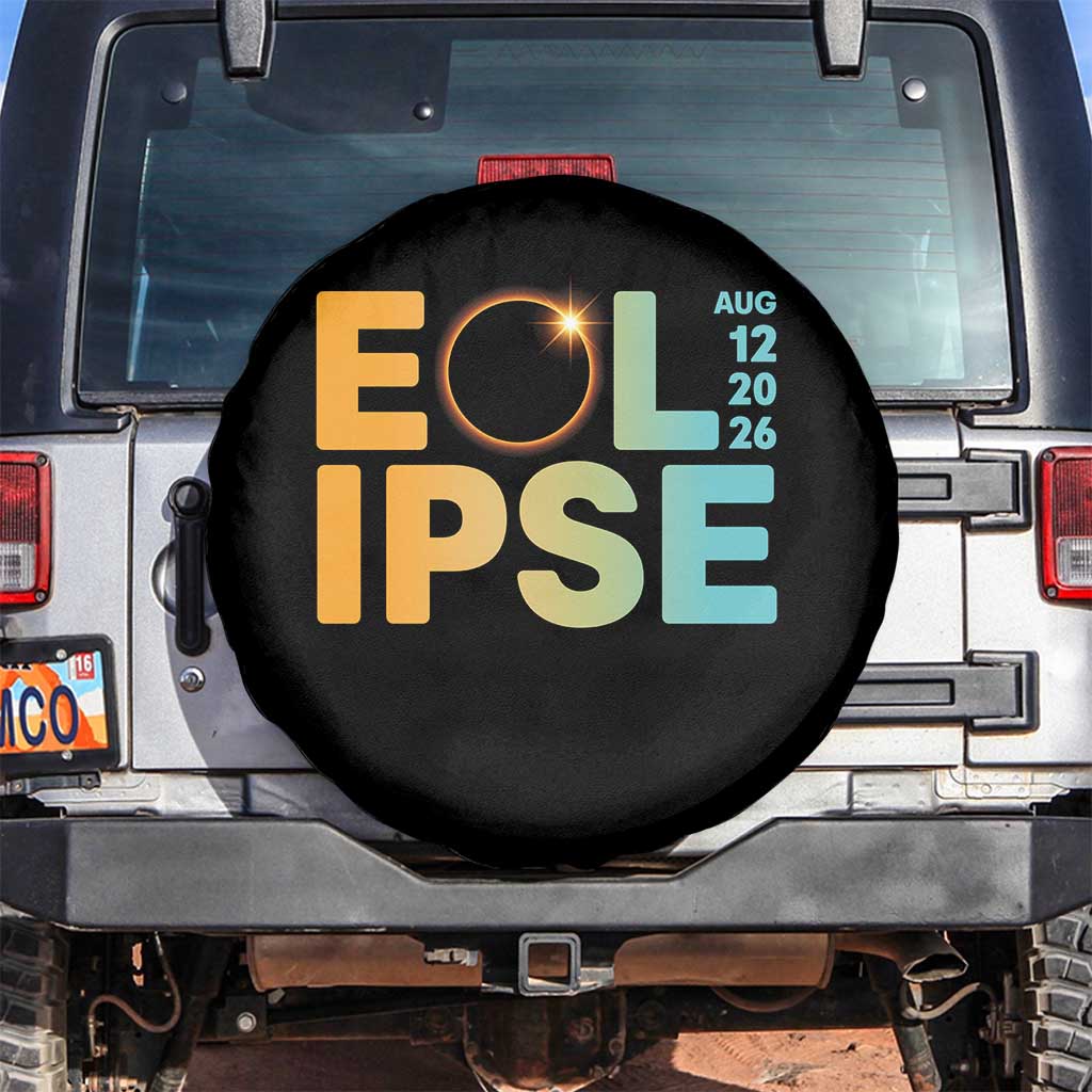 2026 Total Solar Eclipse Retro Typography Spare Tire Cover August 12 Totality Astronomy Gift
