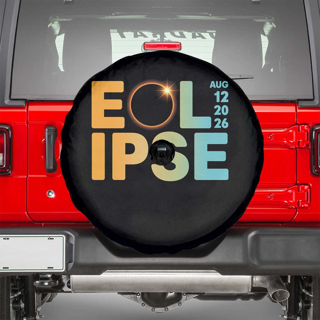 2026 Total Solar Eclipse Retro Typography Spare Tire Cover August 12 Totality Astronomy Gift