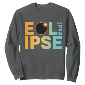 2026 Total Solar Eclipse Retro Typography Sweatshirt August 12 Totality Astronomy Gift