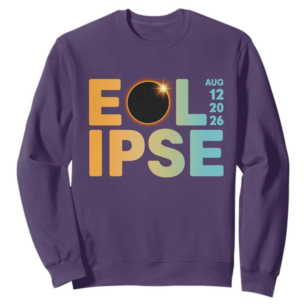2026 Total Solar Eclipse Retro Typography Sweatshirt August 12 Totality Astronomy Gift