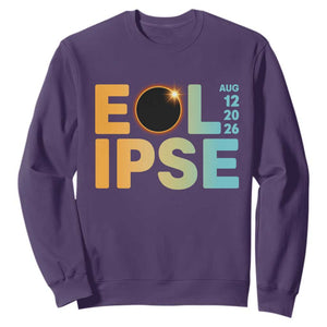2026 Total Solar Eclipse Retro Typography Sweatshirt August 12 Totality Astronomy Gift