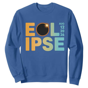 2026 Total Solar Eclipse Retro Typography Sweatshirt August 12 Totality Astronomy Gift