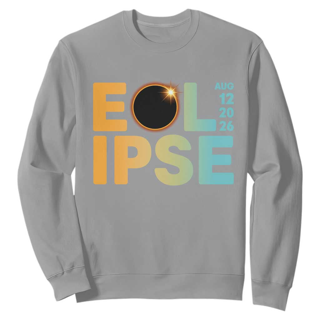 2026 Total Solar Eclipse Retro Typography Sweatshirt August 12 Totality Astronomy Gift